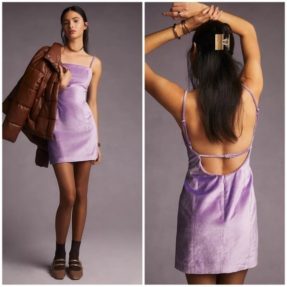 NWT Rag & Bone Juliette Velvet Violet Mini Dress Size 2 - Picture 1 of 11